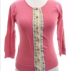 Free People Pink Ribbon Cardigan